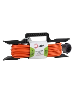 Удлинитель на рамке 10м 1-местный б/з 6А IP20 2х0,75мм ПВС оранжевый Era