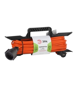 Удлинитель на рамке 20м 1-местный б/з 6А IP44 2х0,75мм ПВС оранжевый Era