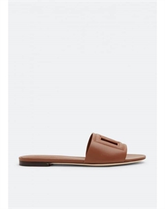 Слиперы DOLCE&GABBANA Bianca embossed slippers, коричневый Dolce&gabbana