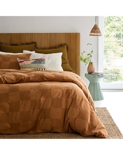 Пододеяльник из хлопка и газовой хб ткани Agathe каштановый La redoute interieurs
