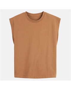 Топ 100 хлопок с круглым вырезом без рукавов каштановый La redoute collections