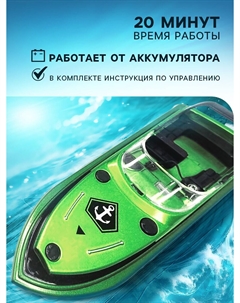 Катер радиоуправляемый mini boat, работает от аккумулятора, цвет синий Автоград