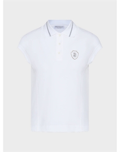 Футболка-поло с логотипом, белая Brunello cucinelli
