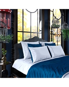 Комплект постельного белья евро без простыни Total Look двусторонний серо-бирюзовый Mollen