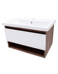 Тумба для ванной Нова, 80 см, белый софт, с раковиной Тобаго 80 Акваль