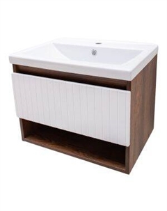 Тумба для ванной Нова, 60 см, белый софт, с раковиной Тобаго 60 Акваль