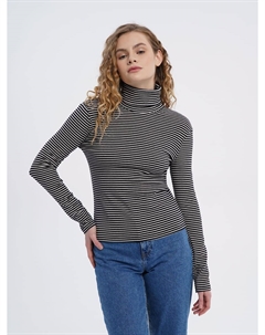 Трикотажная водолазка с высоким горлом в полоску Твое