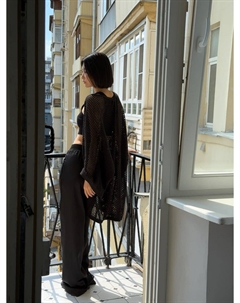 Удлиненный вязаный кардиган сетка Твое