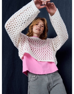 Укороченный вязаный джемпер в сетку Твое