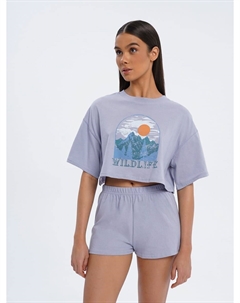 Домашняя пижама с кроп-топом и шортами Твое