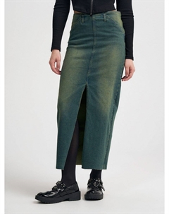 Джинсовая миди юбка с разрезом спереди Твое