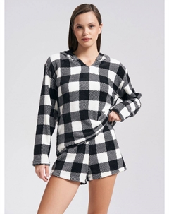 Теплая пижама с худи и шортами в клетку Твое