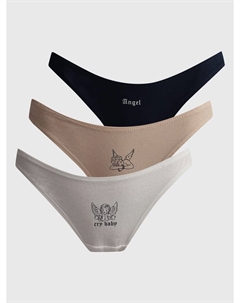 Набор трусов-танга 3 шт. с принтом Твое