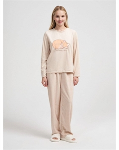 Теплая плюшевая пижама с вышивкой лисы и брюками Твое