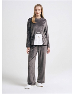 Плюшевая пижама с брюками и вышивкой Твое