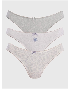 Комплект трусов-танга с цветочным принтом - 3 шт. Твое