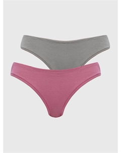 Набор хлопковых трусов-танга в рубчик - 2 шт. Твое