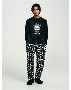 Ворсистая зимняя пижама с вышивкой черепа Твое