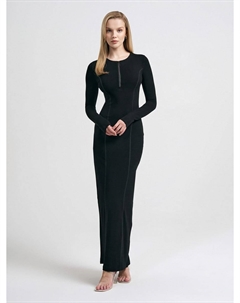 Длинное прямое платье с наружными швами и молнией Твое