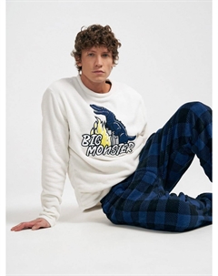 Теплая плюшевая пижама с вышивкой и брюками Твое