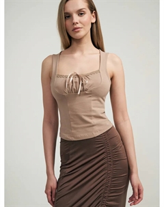 Хлопковый корсетный топ с кружевом Твое