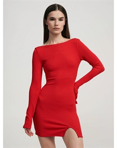 Облегающее платье футляр с открытой спиной в рубчик Твое