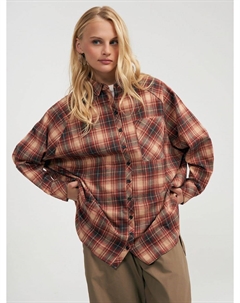 Теплая байковая рубашка оверсайз в клетку Твое