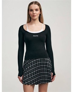 Хлопковый лонгслив с имитацией майки Твое