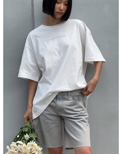 Хлопковая футболка оверсайз с надписью стразами Твое