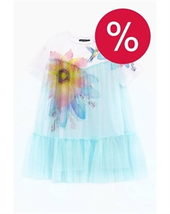 Платье хлопковое с накидкой из сетки и принтом Bell bimbo