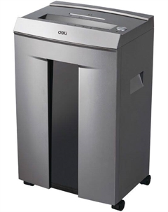 Шредер 9905, секретность 5/P-5, фрагменты - 2 мм x 1.5 см, объем 20 л, кол-во листов до 10 шт., скрепки, скобы, карты, CD, серый/черный Deli