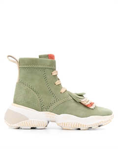 Ботинки на шнуровке с бахромой, зеленый Hogan