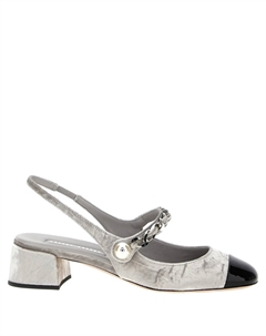 35-миллиметровые бархатные туфли-лодочки с открытой пяткой, серебряный Miu miu