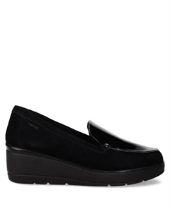 Лакированные лоферы на танкетке, черный Geox