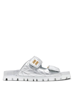 Сандалии с эффектом мателассе, серебряный Miu miu