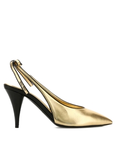 Туфли-лодочки из металлизированной кожи с открытой пяткой, 90 мм, золотой Miu miu