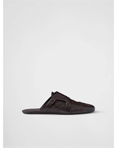 Кожаные мюли с отделкой «броги», коричневый Prada