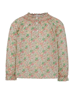 Блузка с цветочным принтом и оборками, розовый Bonpoint