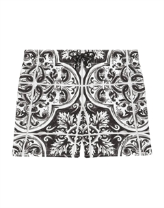 Kids плавки-шорты с принтом Majolica, черный Dolce&gabbana