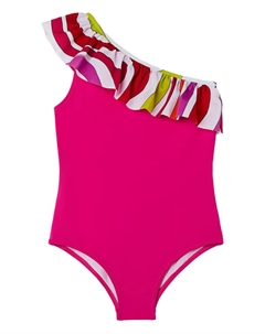 Купальник на одно плечо с оборками, розовый Pucci junior