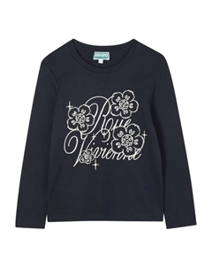 Футболка с длинными рукавами и цветочным принтом, синий Kenzo kids