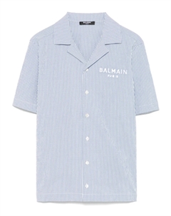 Полосатая хлопковая рубашка, синий Balmain kids