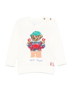 KIDS свитер с логотипом в технике интарсия, белый Polo ralph lauren