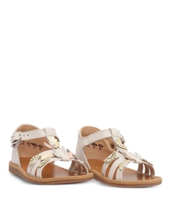 Кожаные сандалии с цветочной аппликацией, белый Pom d'api