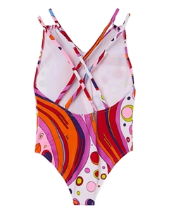 Купальник с принтом Fontane и перекрестными бретелями на спине, розовый Pucci junior