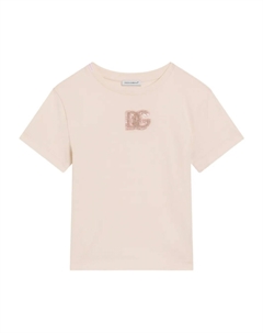 Футболка с вышитым логотипом Kids, розовый Dolce&gabbana
