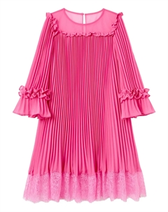 Платье с плиссированными рукавами и воланами, розовый Self-portrait kids