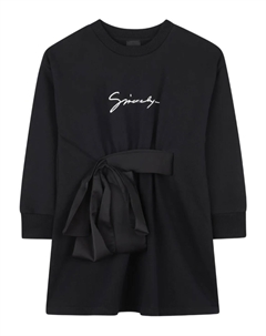 Платье с атласным галстуком, черный Givenchy kids