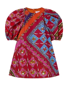 Платье с принтом «Феста» и рукавами-фонариками, красный Pucci junior