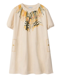 Платье с принтом Kids, нейтральный Burberry